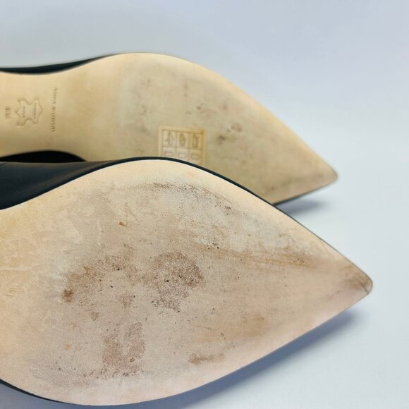 Tory Burch Eleanor Pointed Toe Leather Pump Size 8 Black Kitten Heel Classic - Picture 14 of 16